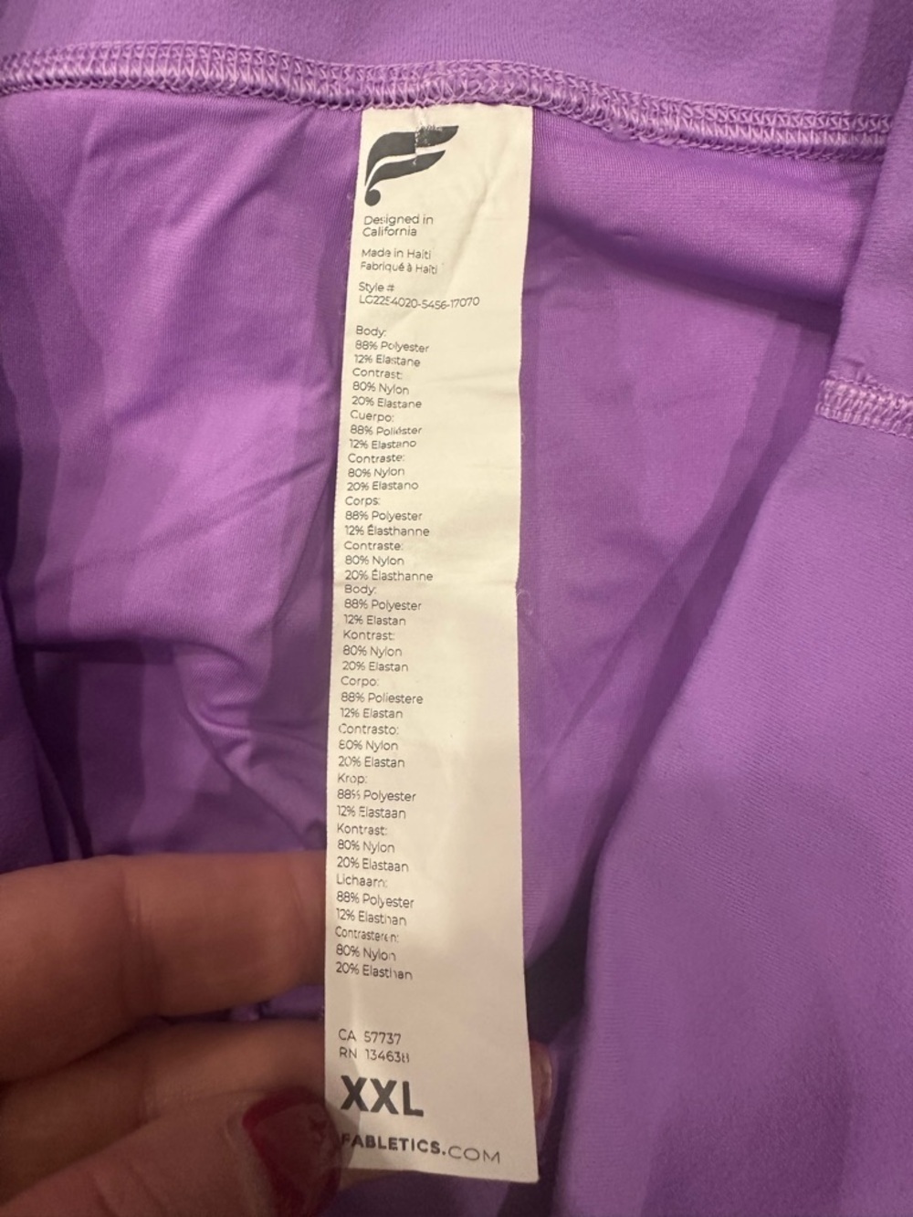 Fabletics Purple Athletic Leggings with Brown Side Panels - Picture 5 of 5